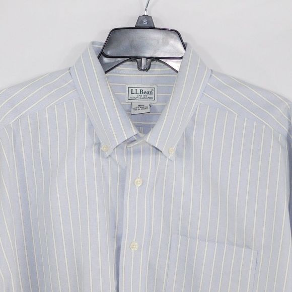 L.L Bean Mens Baby Blue Pin-stripe Button Down - Picture 2 of 3